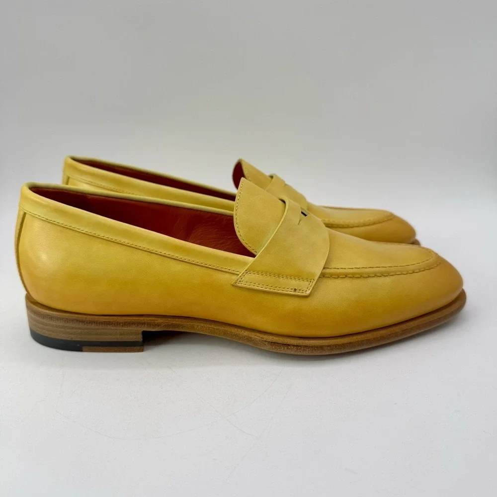 Santoni Famed Penny Loafers Women's Size 8 EU 38 Yellow‎ Ombre Italian Leather